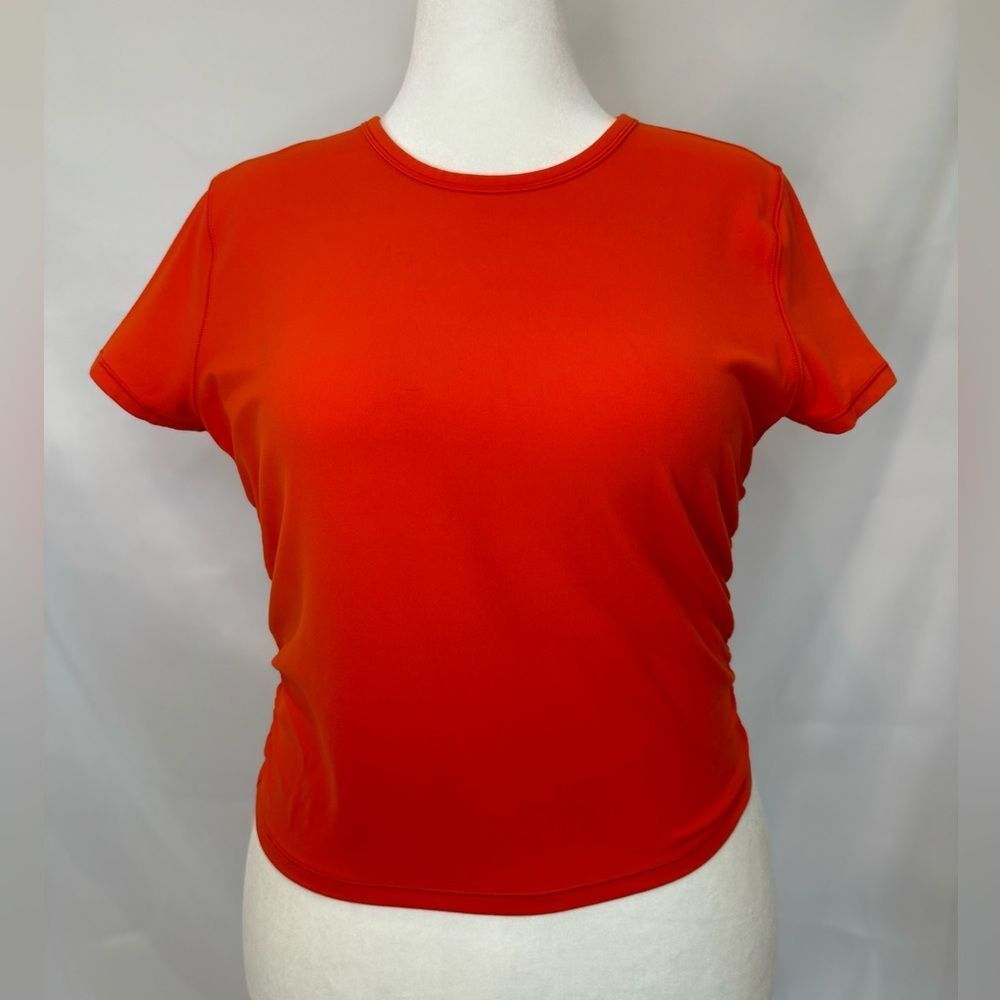 Lululemon Orange-Red Ruched Tee